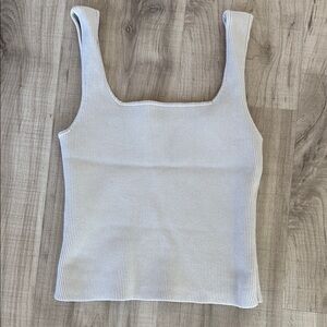 Reformation White Ribbed Sleeveless Tank Top